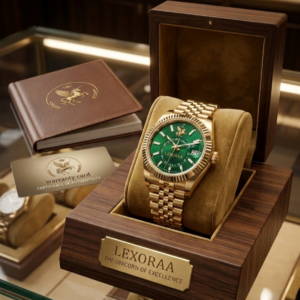 emerald & gold dial watch