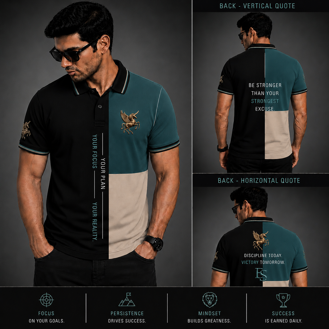 Vantage Noir Polo T-Shirt