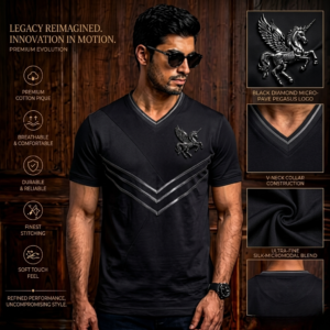 Dual-Tone Geo-Patterned Pique V-Neck